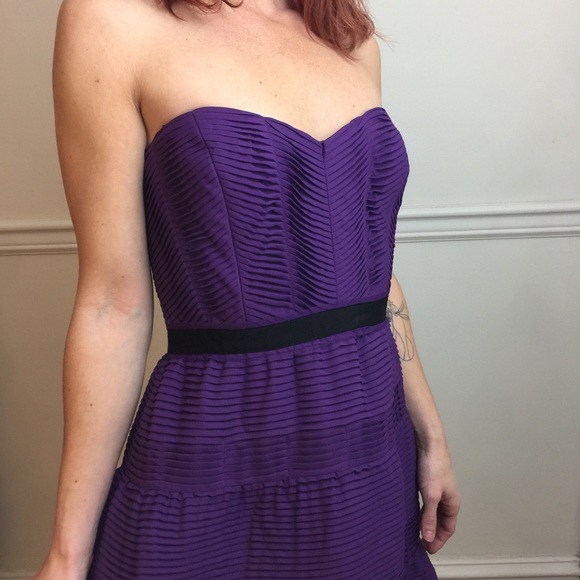 BCBGMAXAZRIA Purple Strapless A-Line Skater Dress - Picture 4 of 8